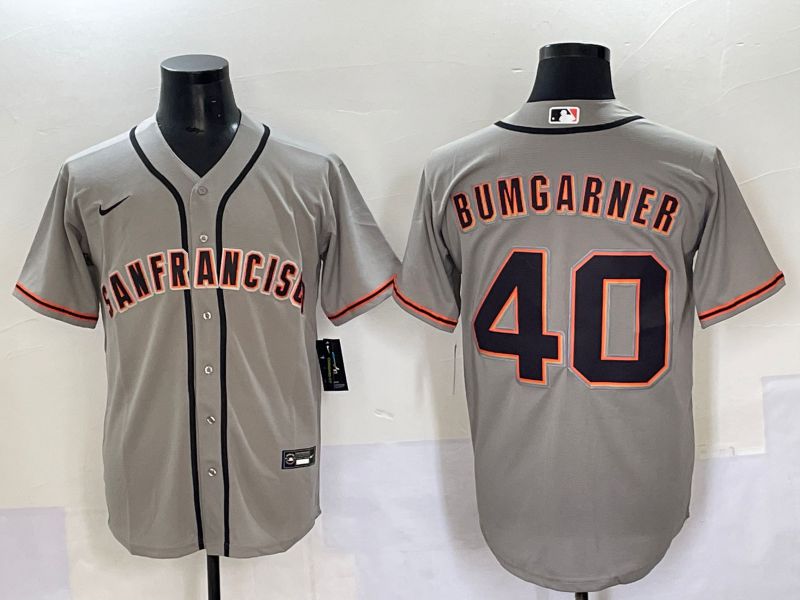 Men 2025 San Francisco Giants #40 Bumgarner Grey Game Nike MLB Jersey style 3